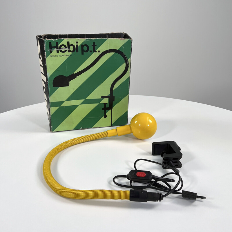 Lampe de bureau jaune vintage Hebi par Isao Hosoe pour Valenti, 1970