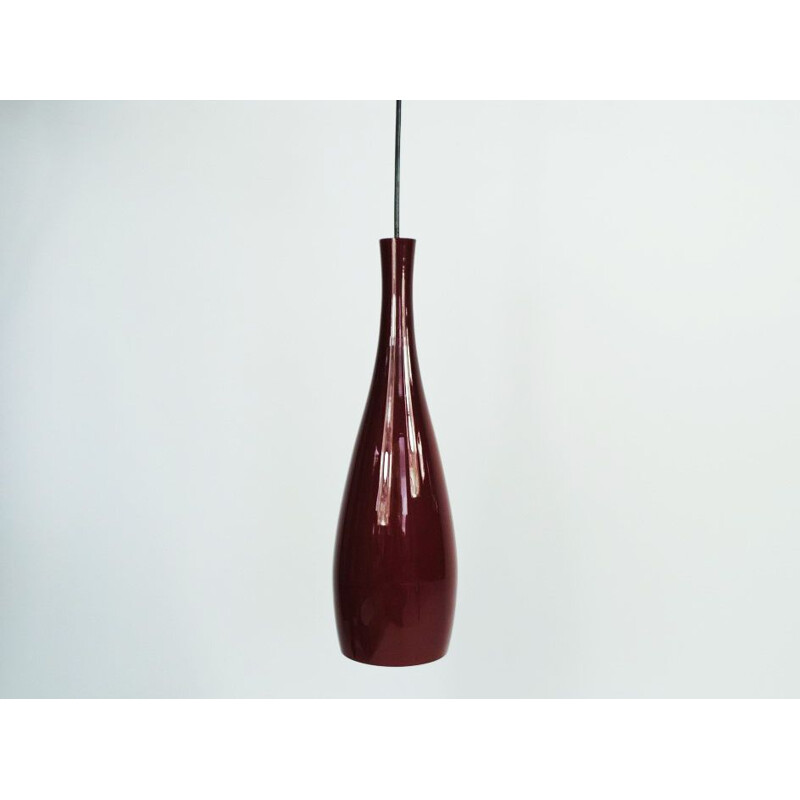 Vintage paarse glazen hanglamp van Jacob E. Bang voor Fog en Mørup, Denemarken 1963
