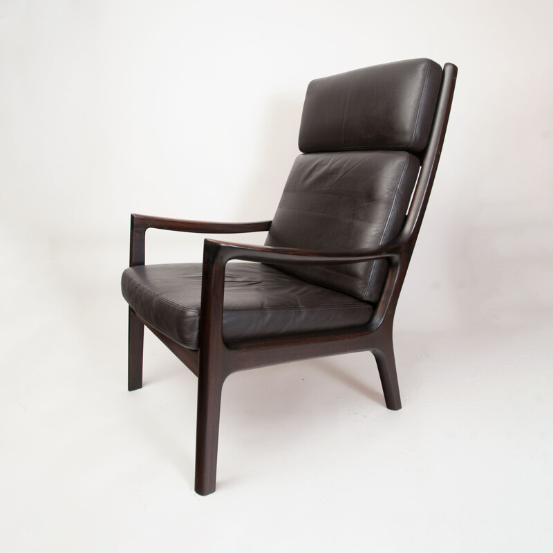 Vintage "Senator" mahogany and leather armchair by Ole Wanscher, Denmark 1970s