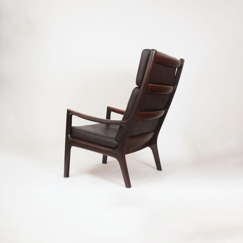 Vintage "Senator" mahogany and leather armchair by Ole Wanscher, Denmark 1970s