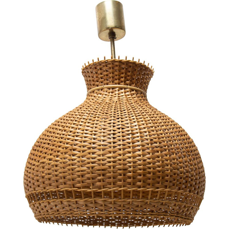 Vintage wicker chandelier by Uluv, Czechoslovakia 1960