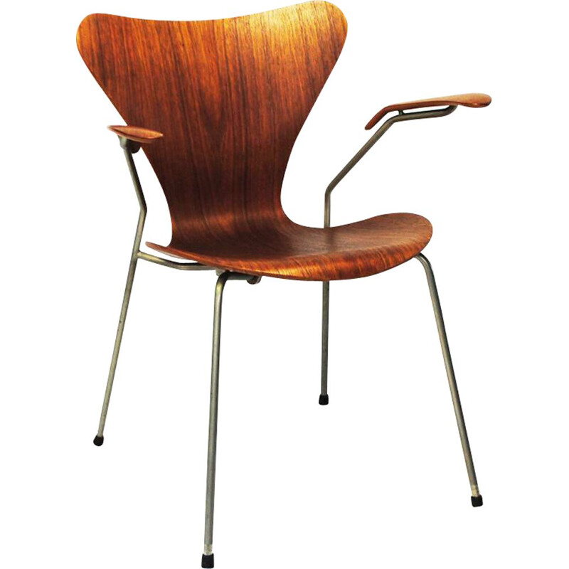 Silla vintage de teca de Arne Jacobsen para Fritz Hansen