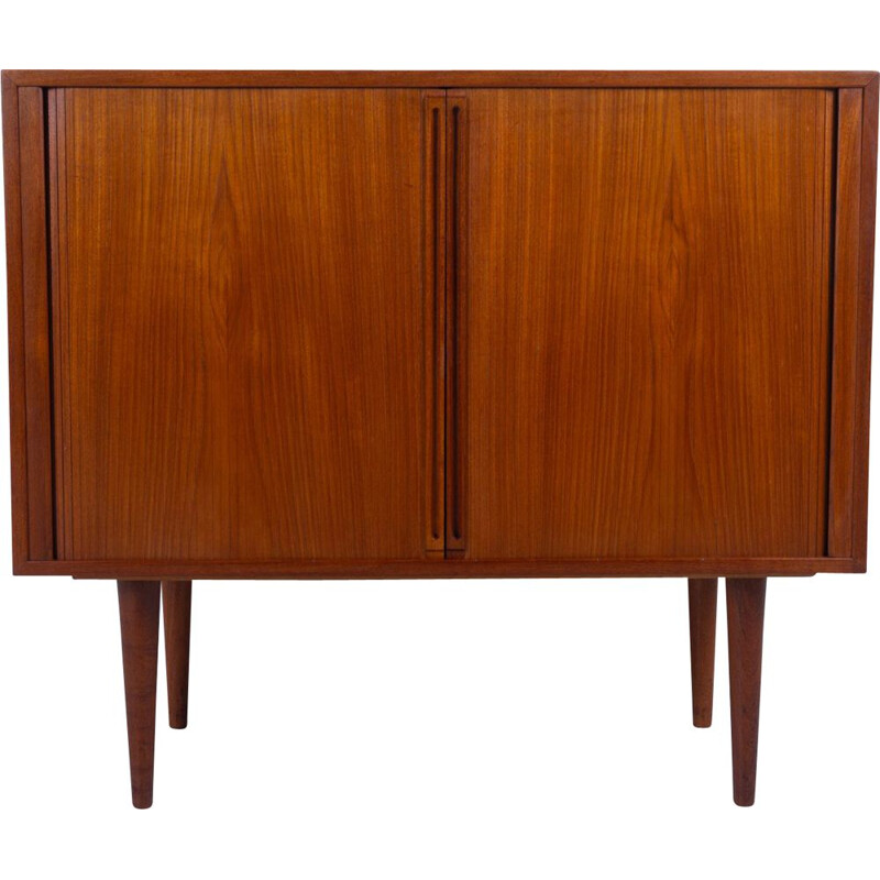 Vintage Danish teak sideboard with tambour doors by Kai Kristiansen for Feldballes Møbelfabrik, 1960s