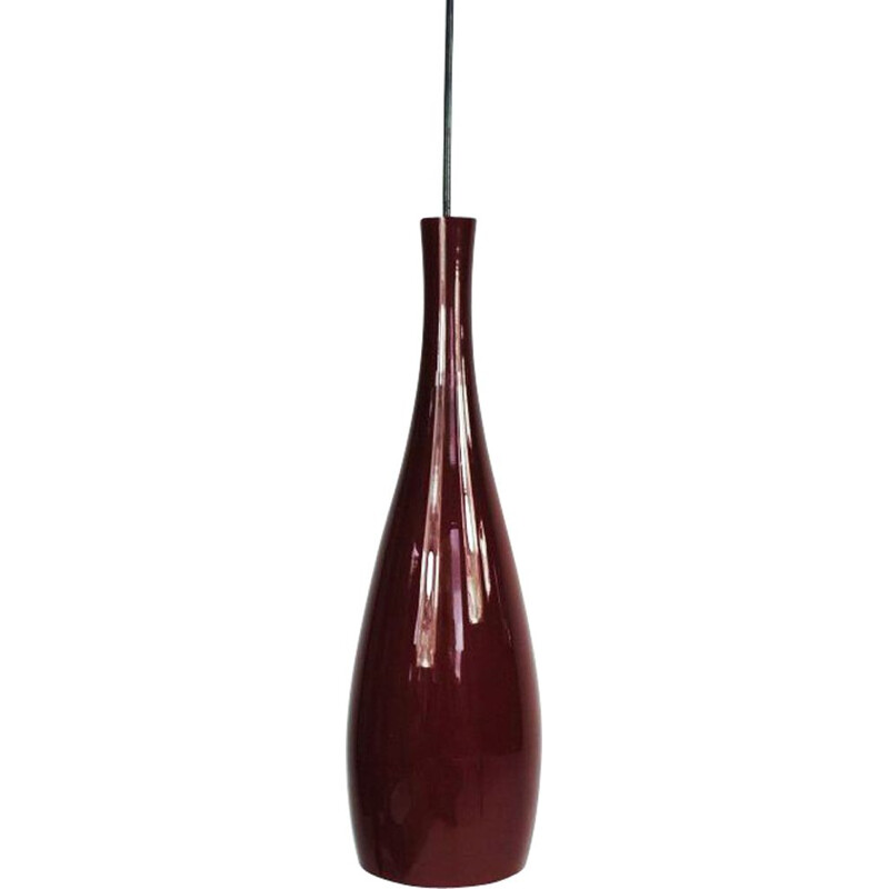 Vintage paarse glazen hanglamp van Jacob E. Bang voor Fog en Mørup, Denemarken 1963