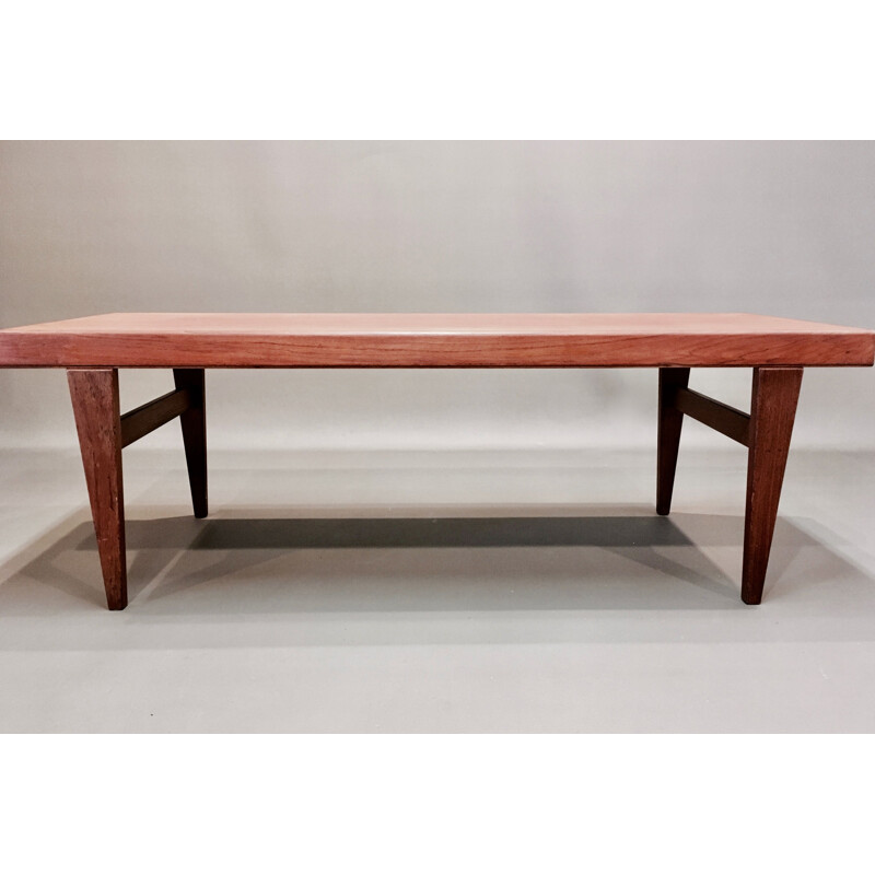 Table basse scandinave vintage teck par Johannes Andersen, 1950