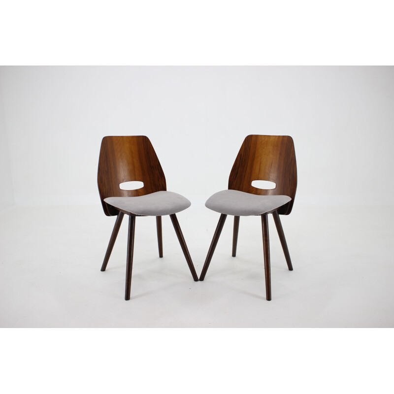 Ensemble de 6 chaises vintage en noyer par Frantisek Jirak pour Tatra, Tchécoslovaquie 1960