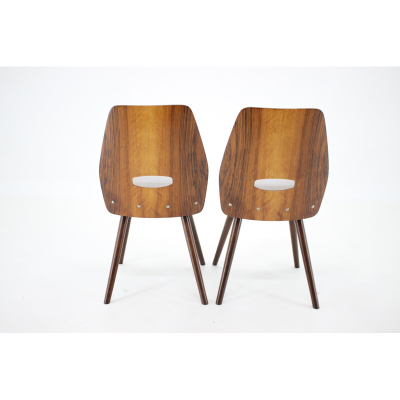 Set of 6 vintage walnut dining chairs by Frantisek Jirak for Tatra, Czechoslovakia 1960