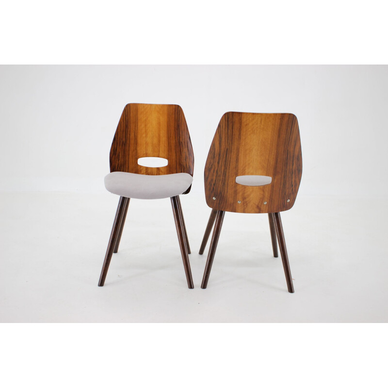 Set of 6 vintage walnut dining chairs by Frantisek Jirak for Tatra, Czechoslovakia 1960