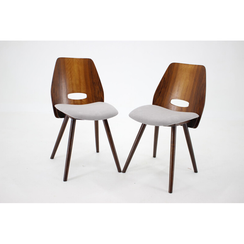 Ensemble de 6 chaises vintage en noyer par Frantisek Jirak pour Tatra, Tchécoslovaquie 1960