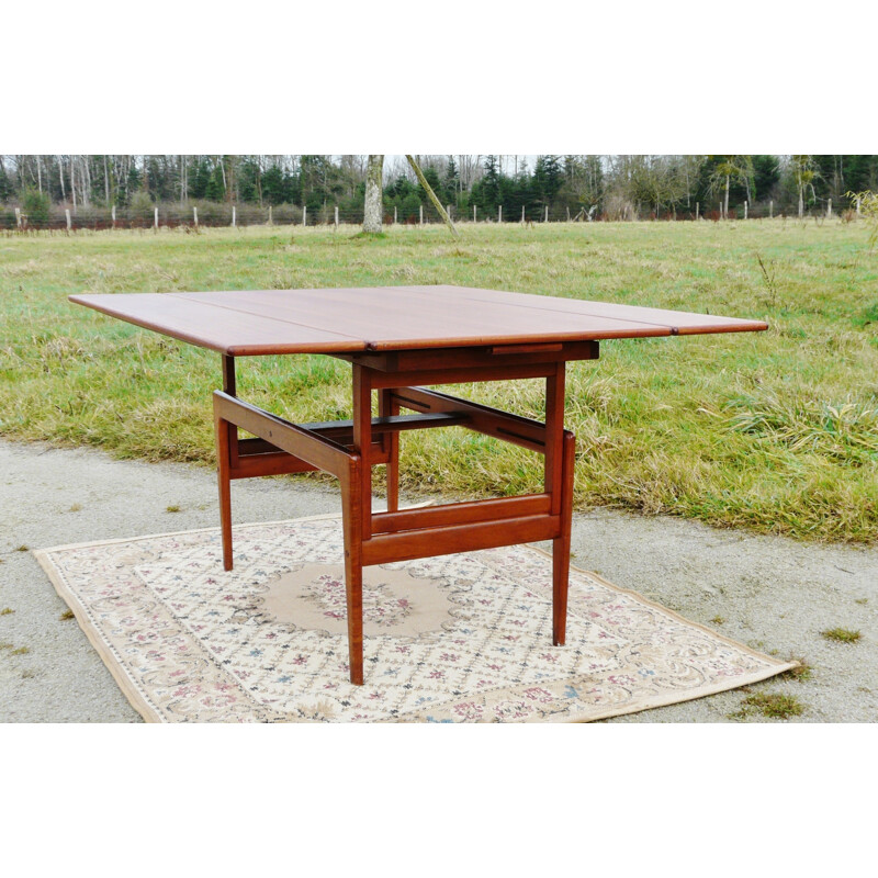 Adjustable Danish coffee table in teak, Kai KRISTIANSEN - 1960s