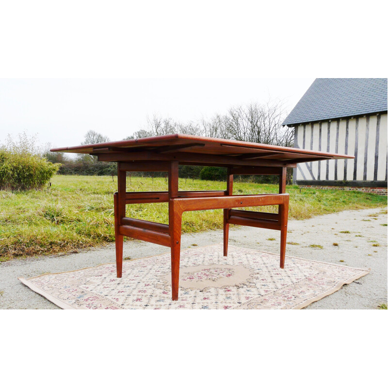 Adjustable Danish coffee table in teak, Kai KRISTIANSEN - 1960s