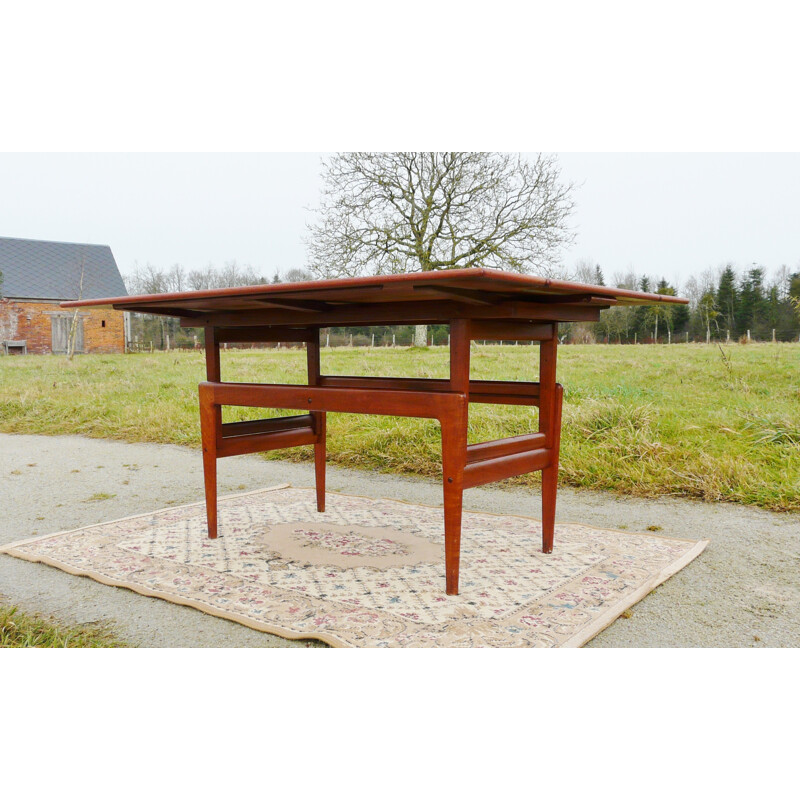 Adjustable Danish coffee table in teak, Kai KRISTIANSEN - 1960s