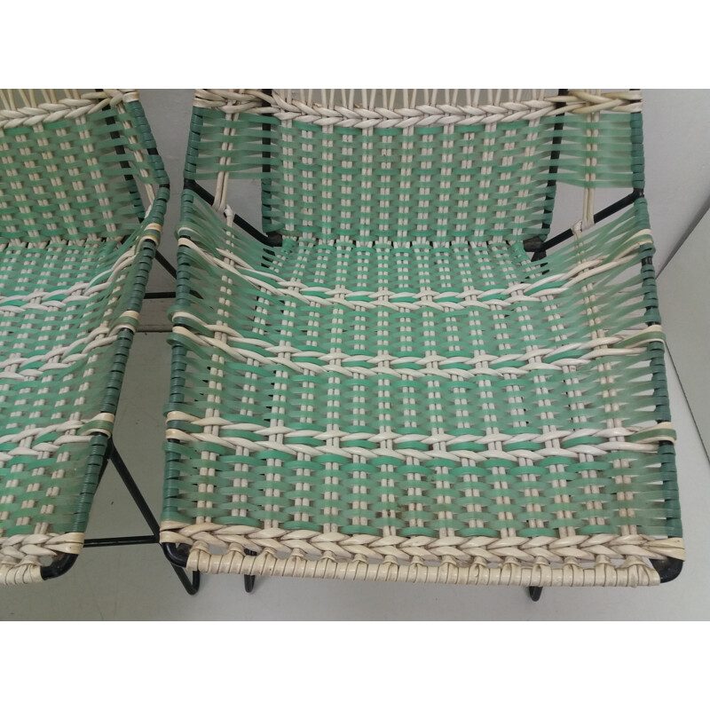 Vintage Lounge Set geflochten von Vertex, Tschechoslowakei 1960