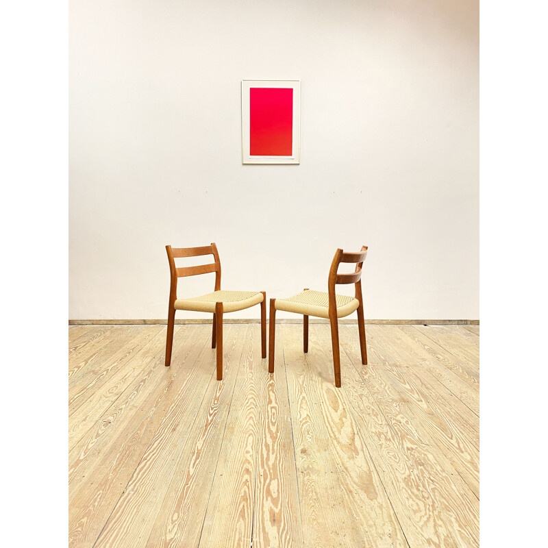 Pair of vintage teak chairs by Niels O. Møller for J.L. Moller, Denmark 1950