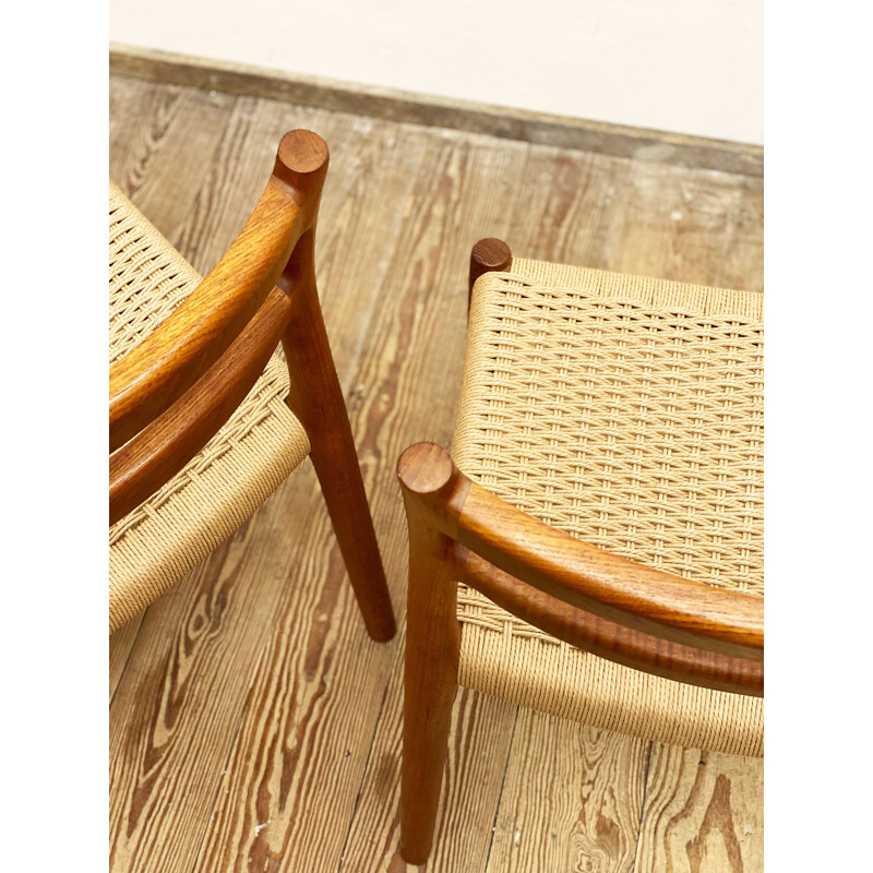 Pair of vintage teak chairs by Niels O. Møller for J.L. Moller, Denmark 1950