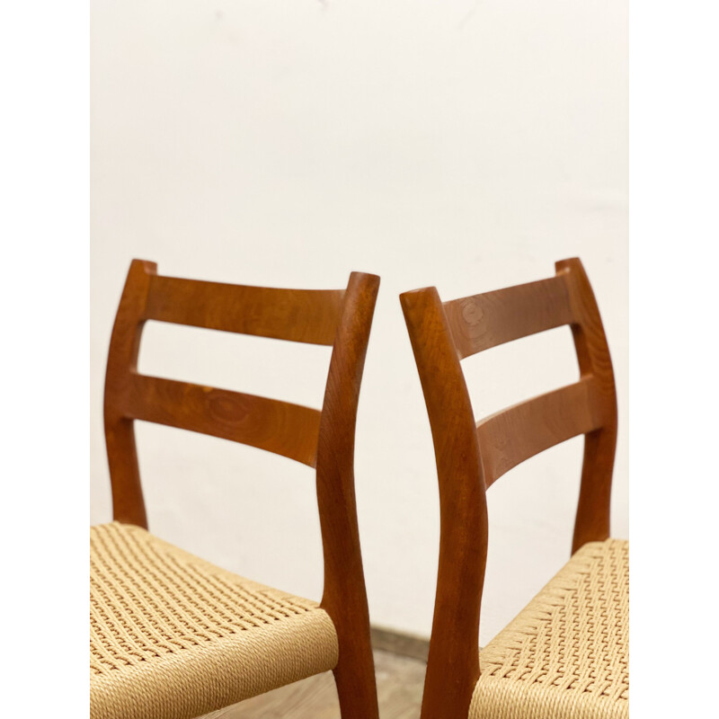 Pareja de sillas vintage de teca de Niels O. Møller para J.L. Moller, Dinamarca 1950