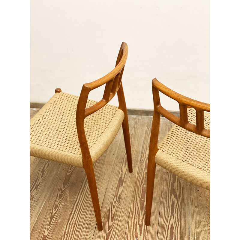 Pair of mid century teak dining chairs by Niels O. Møller for J.L. Moller, Denmark 1950s