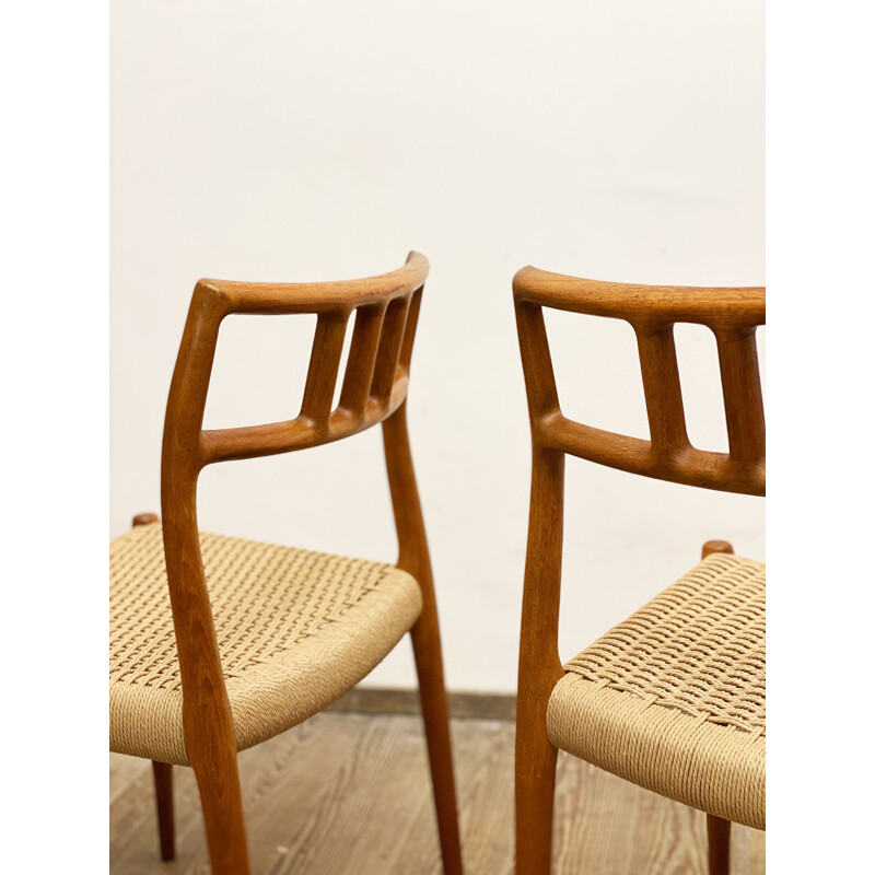 Pair of mid century teak dining chairs by Niels O. Møller for J.L. Moller, Denmark 1950s