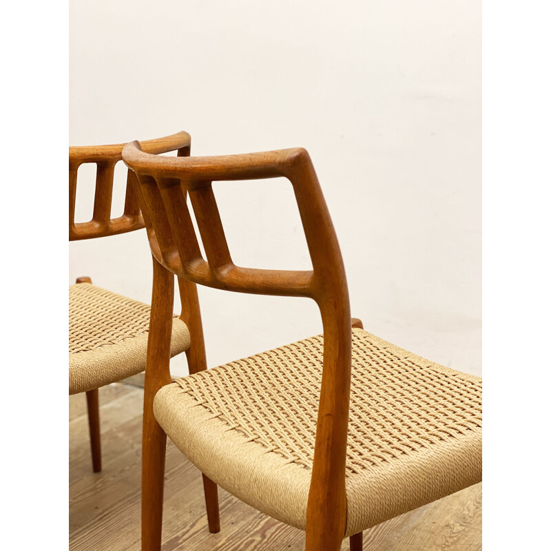 Pair of mid century teak dining chairs by Niels O. Møller for J.L. Moller, Denmark 1950s