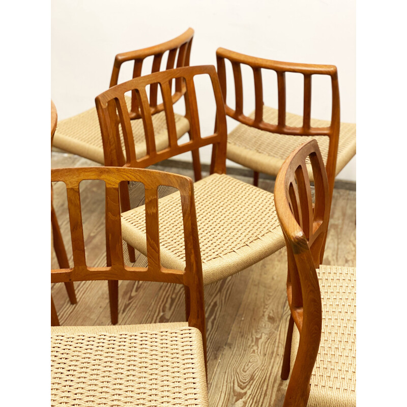 Ensemble de 6 chaises danoises vintage par Niels O. Møller, 1950