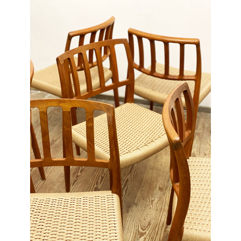 Set of 6 mid century Danish dining chairs by Niels O. Møller, 1950s