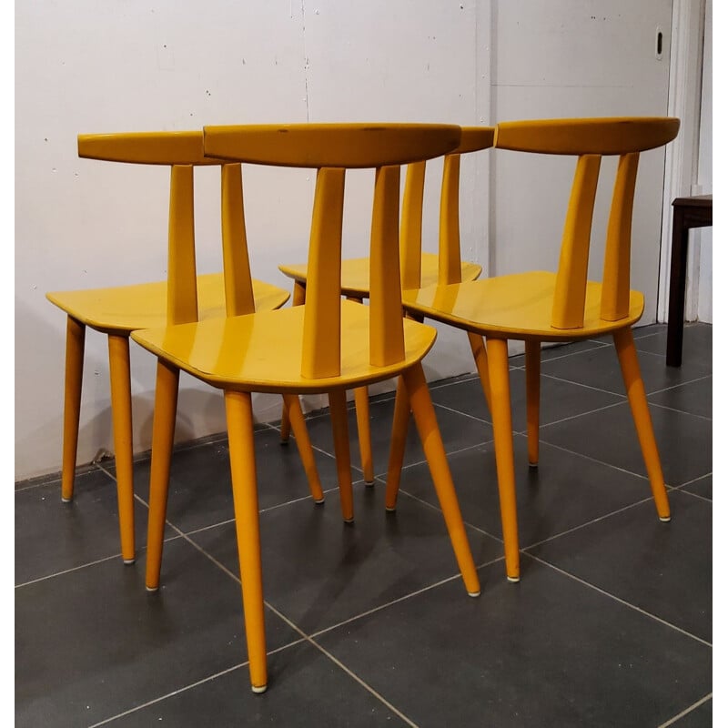 Set of 4 vintage chairs by Folke Palsson for Fdb Moble