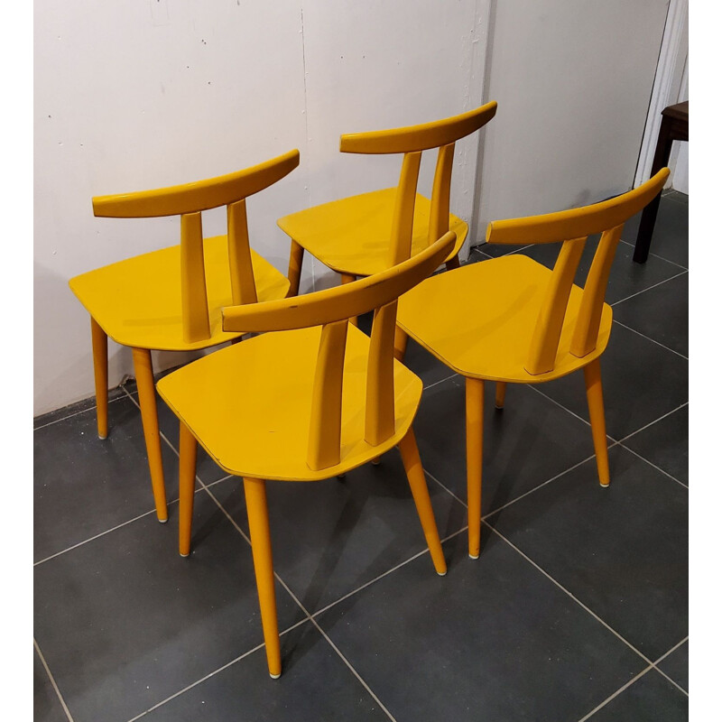 Set of 4 vintage chairs by Folke Palsson for Fdb Moble