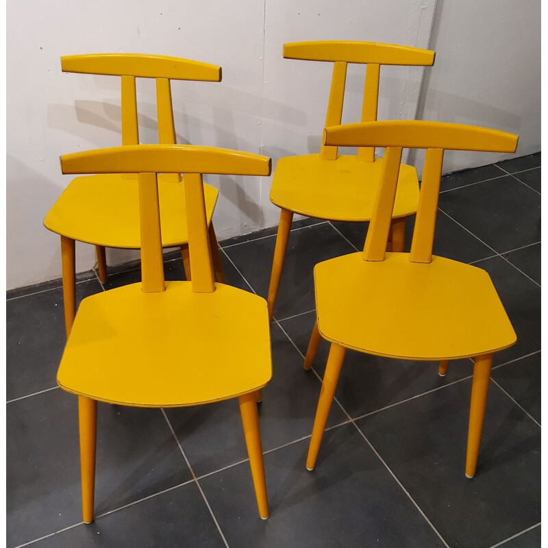 Set of 4 vintage chairs by Folke Palsson for Fdb Moble