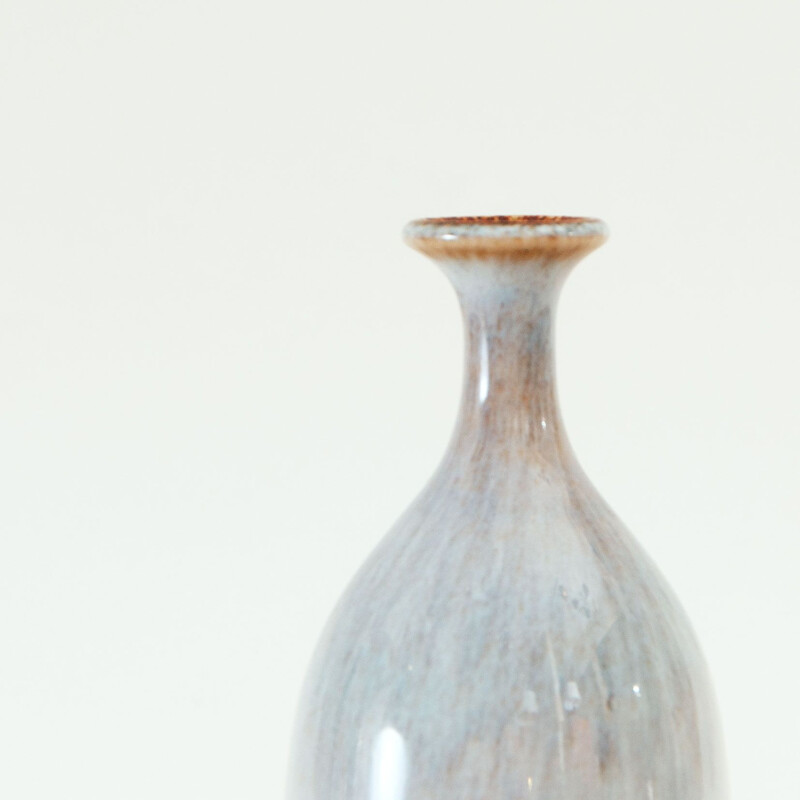 Vintage glazed stoneware vase by Kjell Bolinder, Sweden 1978