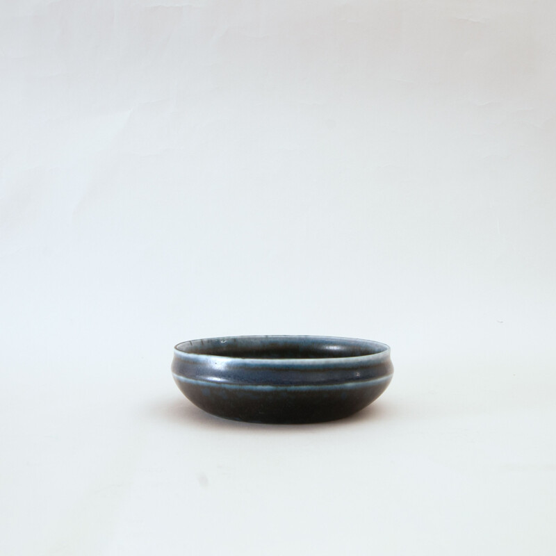 Vintage dark blue shallow bowl by Carl-Harry Stålhane, Sweden