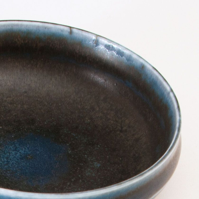 Vintage dark blue shallow bowl by Carl-Harry Stålhane, Sweden