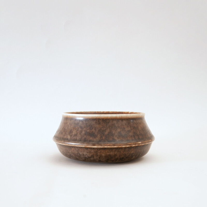 Vintage dark brown bowl by Carl-Harry Stålhane, Sweden