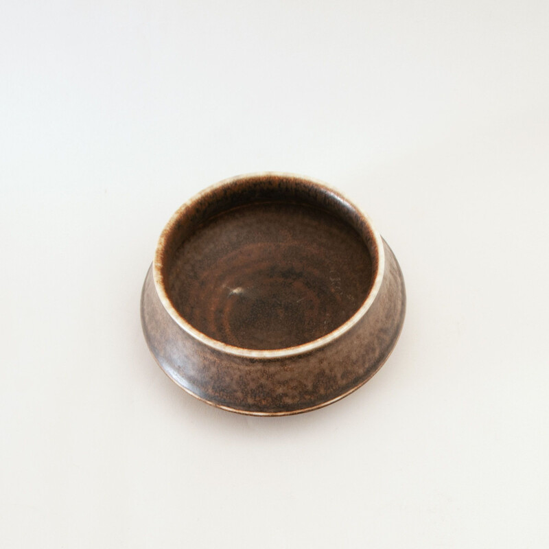 Vintage dark brown bowl by Carl-Harry Stålhane, Sweden