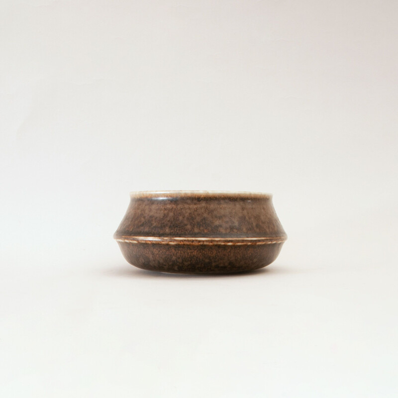 Vintage dark brown bowl by Carl-Harry Stålhane, Sweden