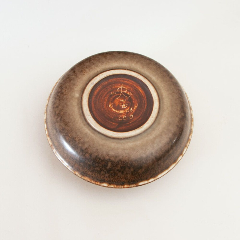 Vintage dark brown bowl by Carl-Harry Stålhane, Sweden