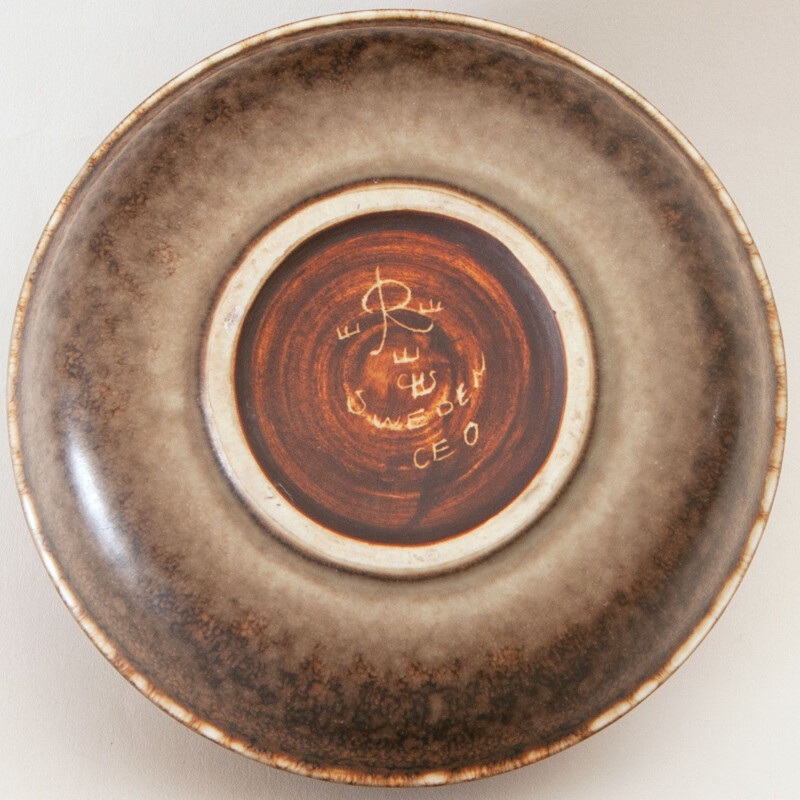 Vintage dark brown bowl by Carl-Harry Stålhane, Sweden