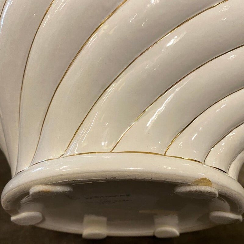 Vintage white and gold porcelain bowl by Tommaso Barbi, 1970