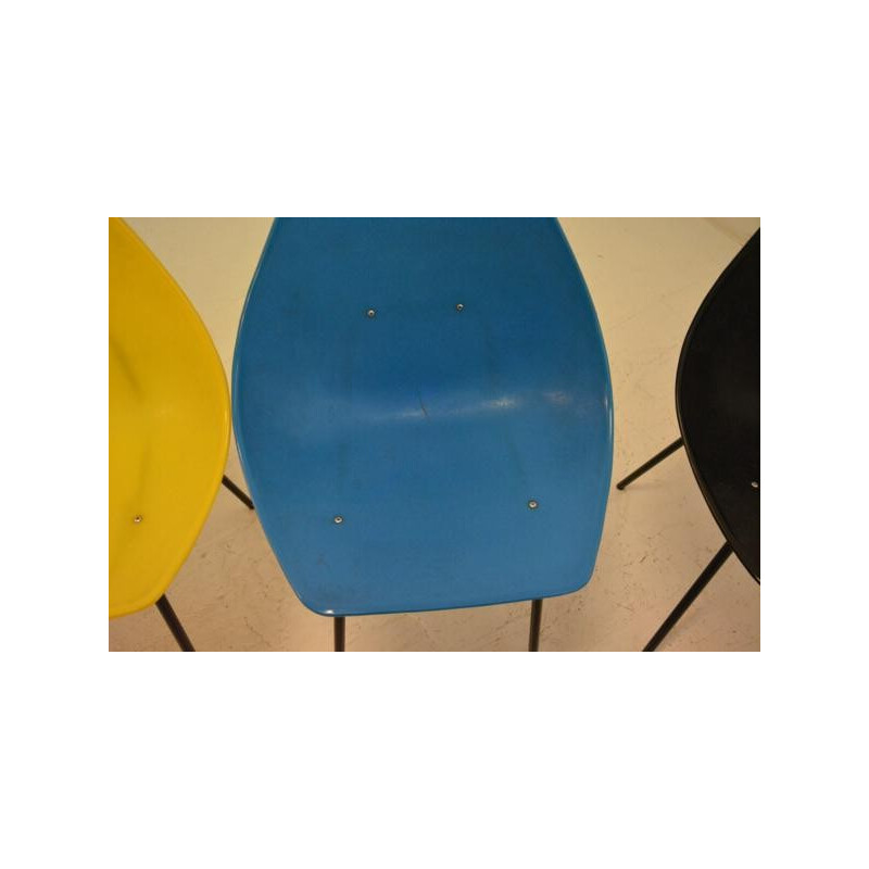 Set of 6 Coquillage chairs in plastic and metal - 1960s