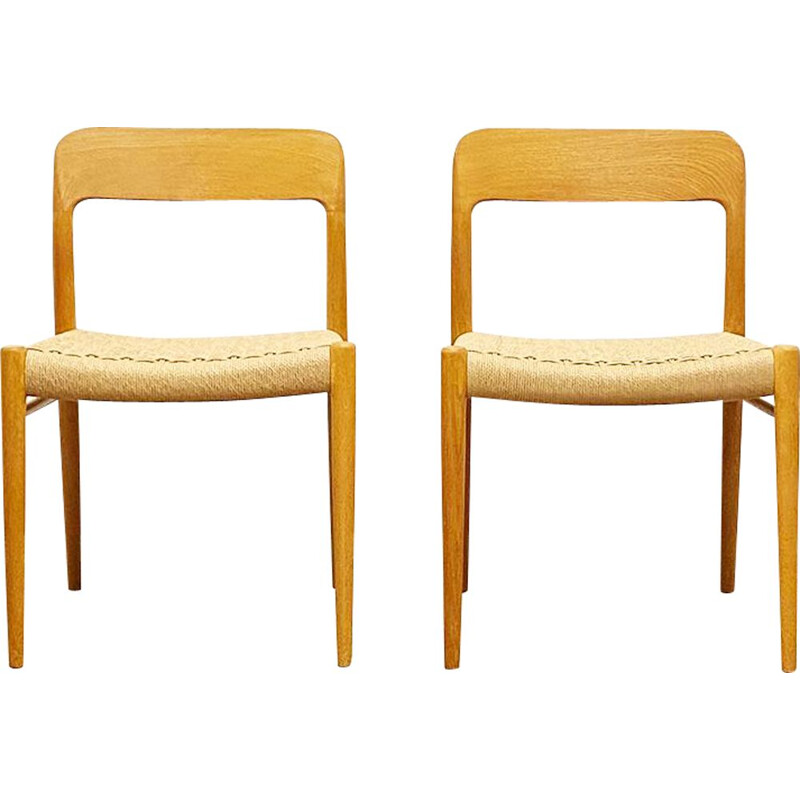 Pair of mid century oakwood dining chairs by Niels O. Møller for J.L. Moller, Denmark 1950s