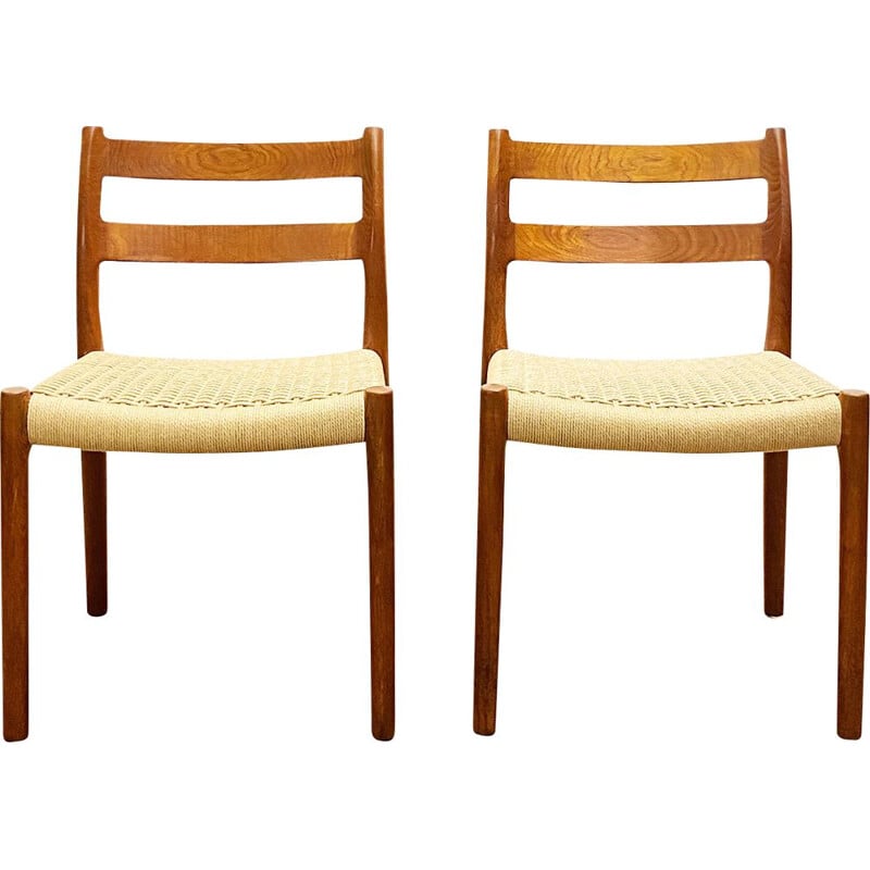 Pair of vintage teak chairs by Niels O. Møller for J.L. Moller, Denmark 1950