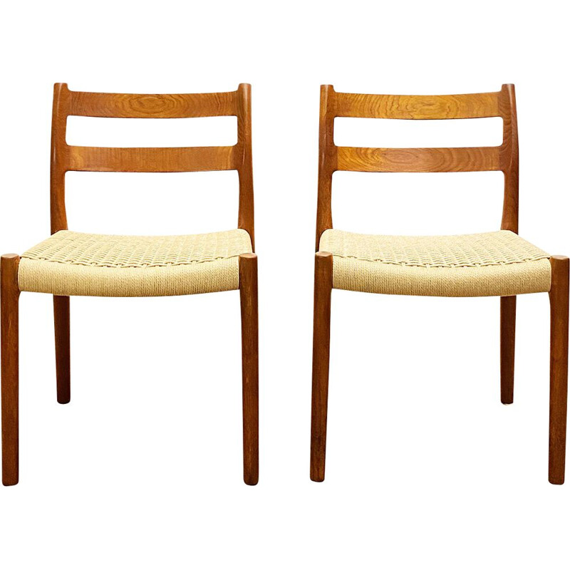 Pair of vintage teak chairs by Niels O. Møller for J.L. Moller, Denmark 1950