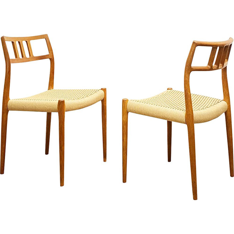 Pair of mid century teak dining chairs by Niels O. Møller for J.L. Moller, Denmark 1950s