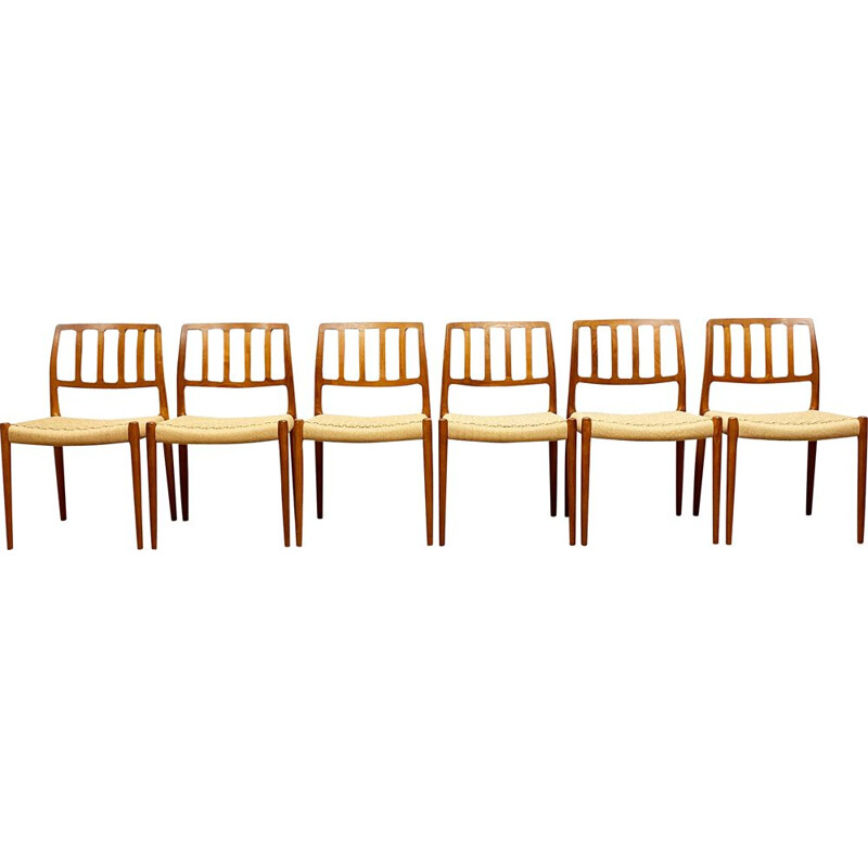 Ensemble de 6 chaises danoises vintage par Niels O. Møller, 1950
