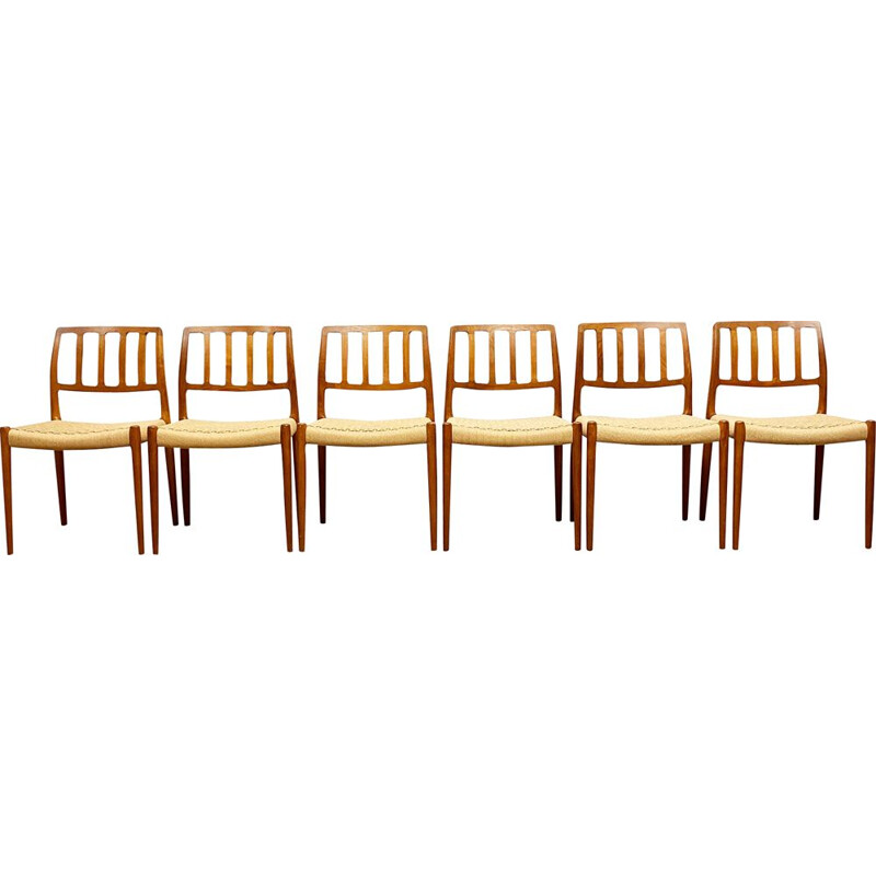 Set of 6 mid century Danish dining chairs by Niels O. Møller, 1950s