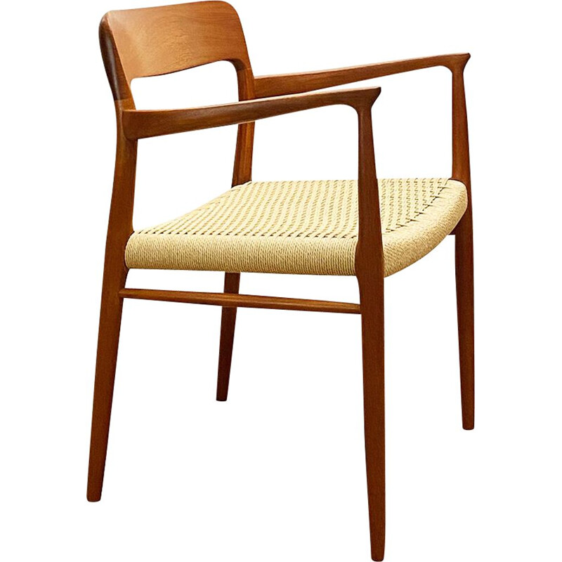 Cadeira de teca Vintage com apoio de braço por Niels O. Møller para J.L. Moller, Dinamarca 1950