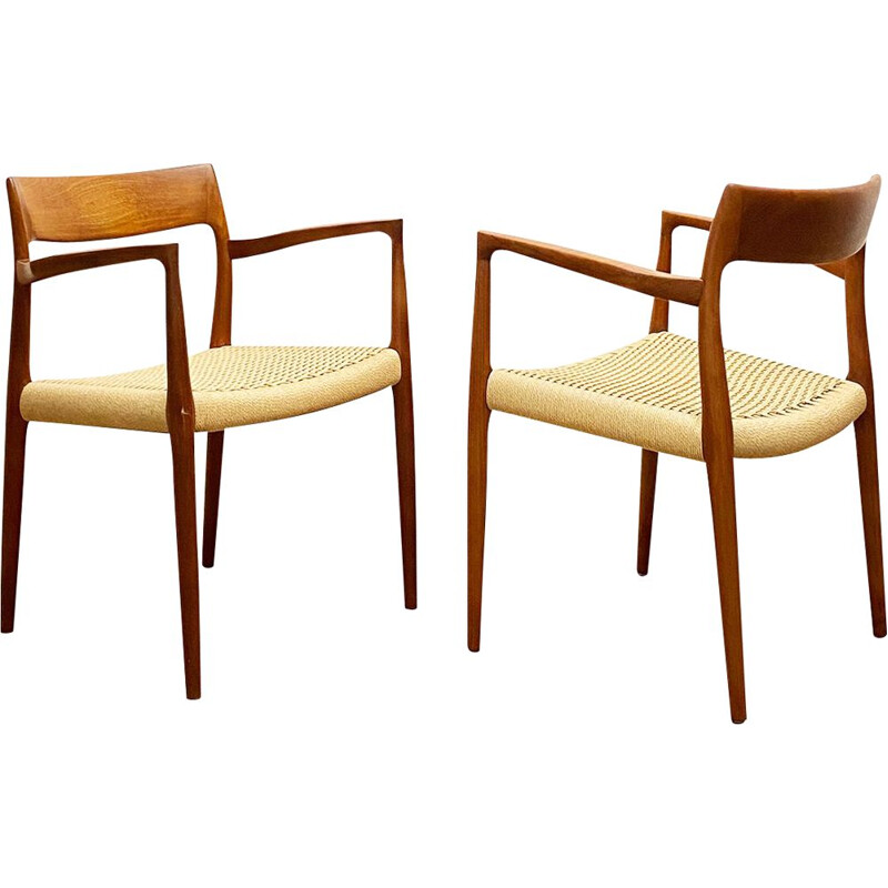 Paar vintage teakhouten fauteuils van Niels O. Møller voor J.L. Moller, Denemarken 1950