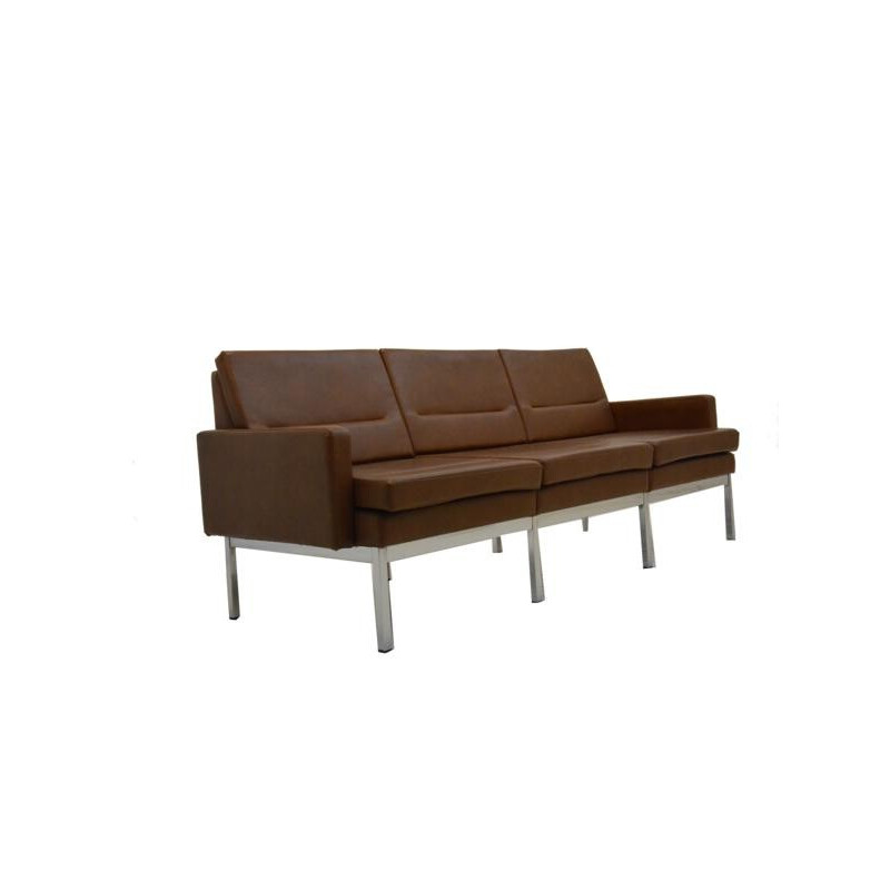 3-seater sofa in dark brown leatherette - 1960s