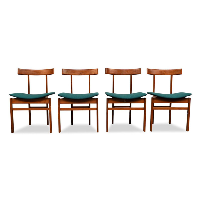 Conjunto de 4 cadeiras de teca dinamarquesas vintage por Inger Klingeberg para França
