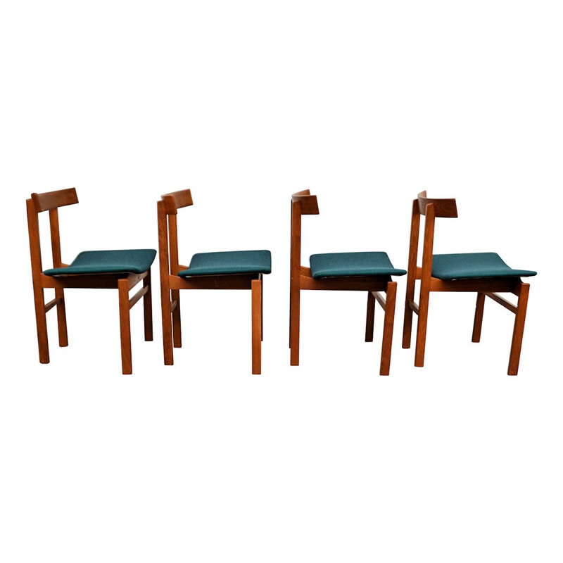 Conjunto de 4 cadeiras de teca dinamarquesas vintage por Inger Klingeberg para França