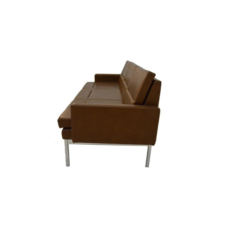 3-seater sofa in dark brown leatherette - 1960s